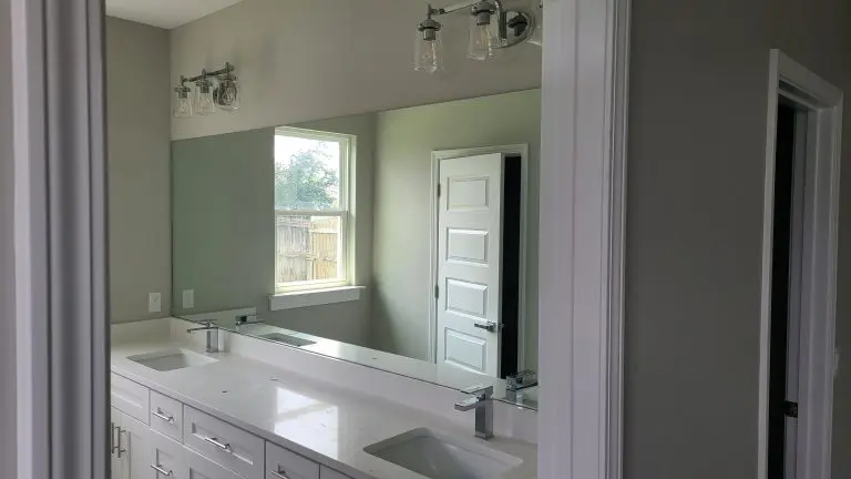 Large frameless bathroom vanity mirror