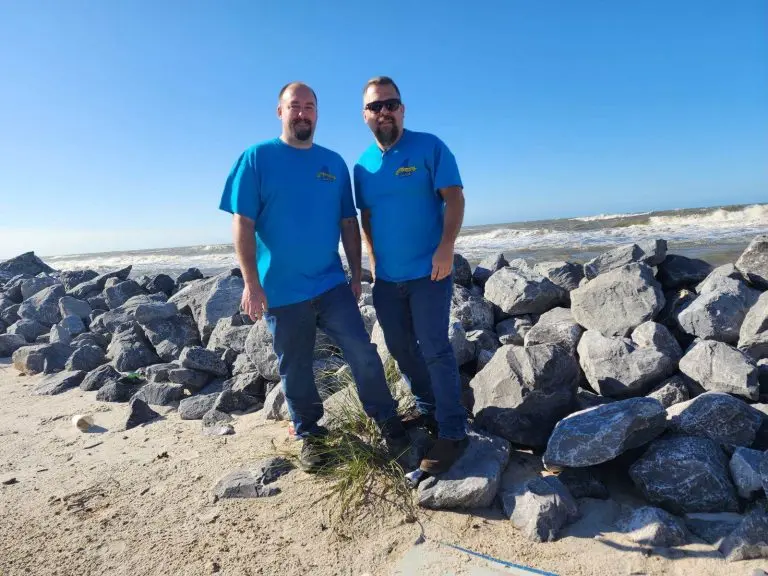 Owners Matt Plante and Devin Mitchell on the beach